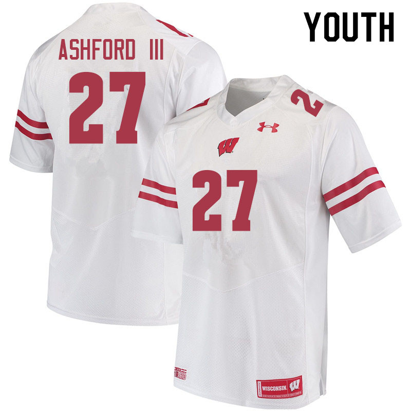 Youth #27 Al Ashford III Wisconsin Badgers College Football Jerseys Sale-White - Click Image to Close